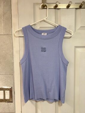 Light Periwinkle Ribbed Tank Top - Women's Sleeveless Crewneck
